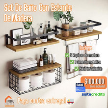 Cargar imagen en el visor de la galería, Set Baño Con Estante En Madera - REF SET2