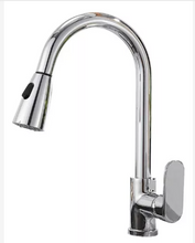 Cargar imagen en el visor de la galería, Grifería Lavaplatos De Lujo Alta Base Conica Mezclado Rociador Extraíble PLATEADO