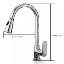 Cargar imagen en el visor de la galería, Grifería Lavaplatos De Lujo Alta Base Conica Mezclado Rociador Extraíble PLATEADO