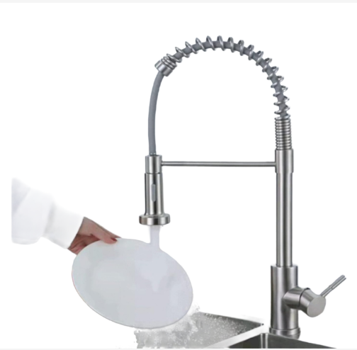 Llave Monomando Lavaplatos Flexible Grifería De Lujo Para Cocina PLATEADA