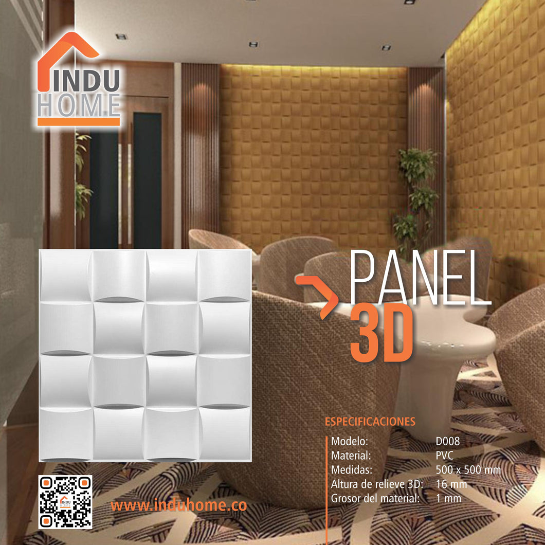 Panel Decorativo 3d En Pvc Uso Interior Y Exterior 50x50cm Ref D008