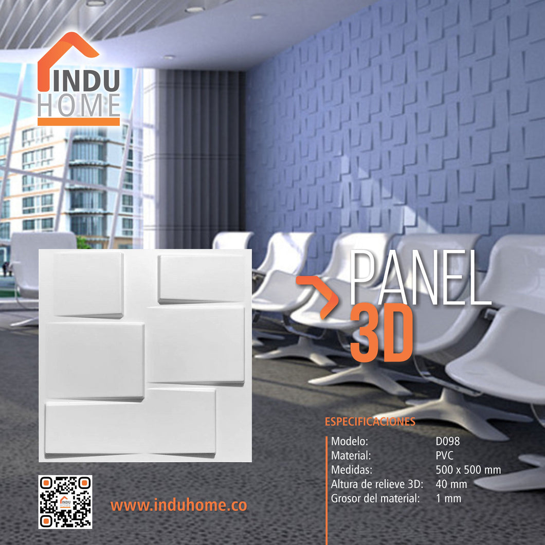 Panel Decorativo 3d En Pvc Uso Interior Y Exterior 50x50cm Ref D098